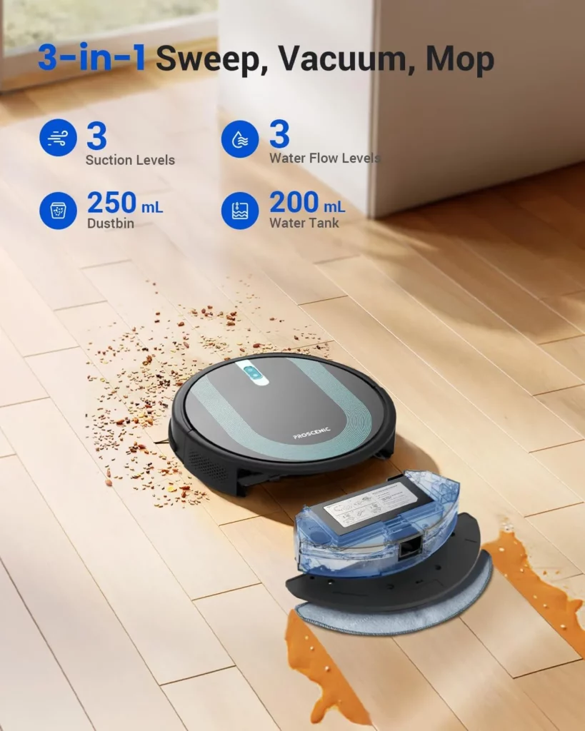 Proscenic 850T Robot Vacuum Cleaner with Mop